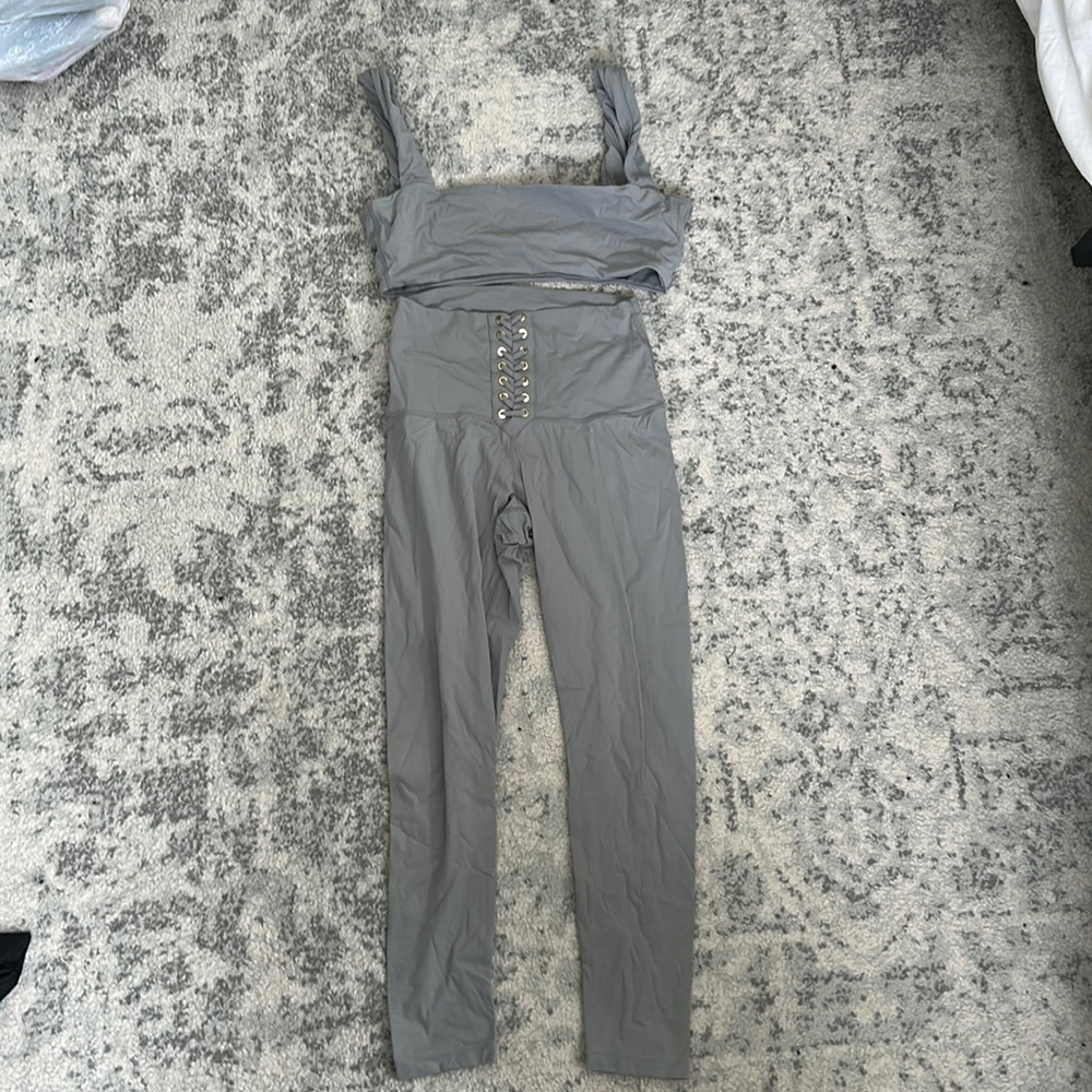 Weworewhat lace up work out set